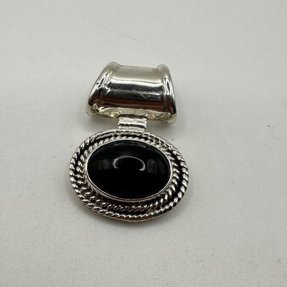 Stunning Sterling Silver TAXCO Black Onyx cabochon, pendant/slide! - Picture 10 of 10